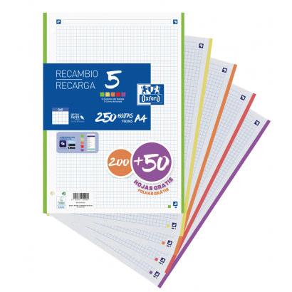Recarga Papel A4 Quadriculado com Cor nas Margens Oxford