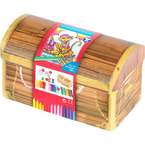 Caixa Tesouro com 33 Marcadores Connector+10 Clips Faber-Castell