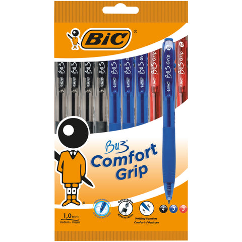 Esferográfica Bu3 Com Grip Sortido 10 Unidades Bic