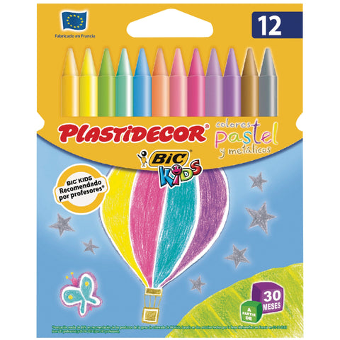 Lápis de Cera Plastidecor Kids Pastel 12 Unidades Bic