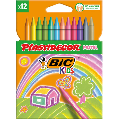 Lápis de Cera Plastidecor Kids Pastel 12 Unidades Bic