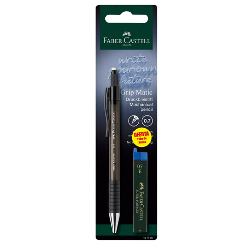 Lapiseira Grip Matic 0,7mm e Minas B Preto Faber-Castell