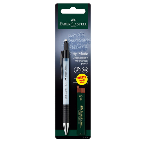 Lapiseira Grip Matic 0,7mm e Minas B Azul Claro Faber-Castell