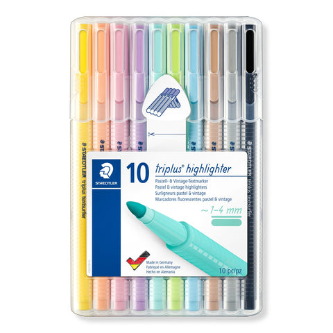 Marcadores Triplus Highlighter Fluorescentes Pastel 10 Unidades Staedtler