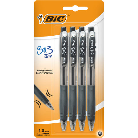Esferográfica Bu3 com Grip Preto 4 Unidades Bic
