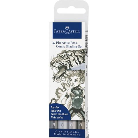 Marcador Pitt Artistic Pen Comic Tons Cinza 4 Unidades