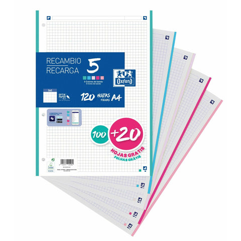 Recarga Papel A4 Quadriculado com Cor Pastel nas Margens Oxford