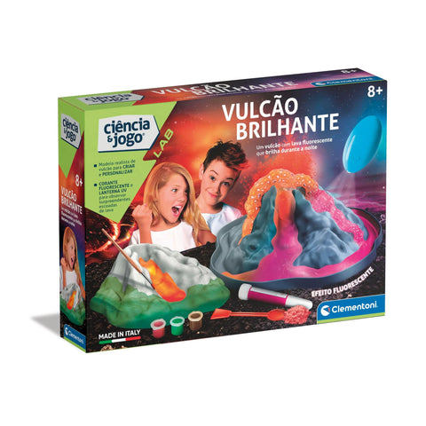 Clementoni - Kit Ciência & Jogo Vulcão Brilhante