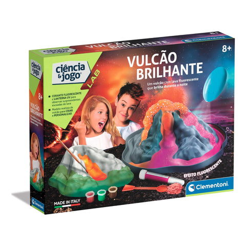 Clementoni - Kit Ciência & Jogo Vulcão Brilhante