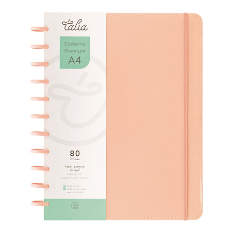 Caderno Smart Espiral com Elástico A4 Pautado Salmão Talia