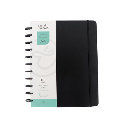 Caderno Smart Espiral com Elástico A4 Pautado Preto Talia