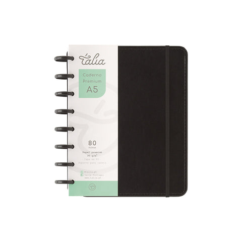 Caderno Smart Espiral com Elástico A5 Pautado Preto Talia