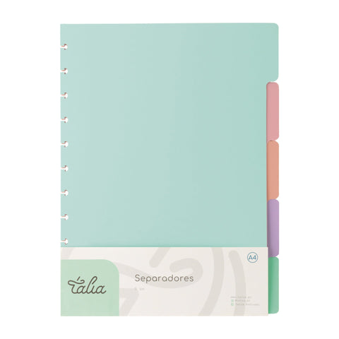Separadores para Caderno Smart A4 Pastel 5 Divisórias Talia