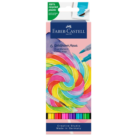 Marcador Colorir Duplo Goldfaber Aqua Candy Shop 6 Unidades Faber-Castell