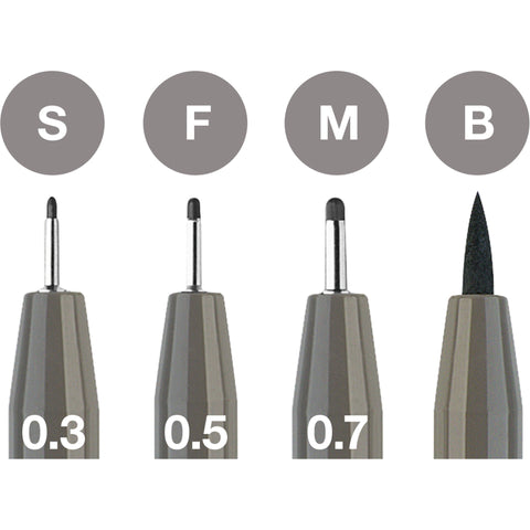 Marcador Tinta China Pit Pen Cinza Quente 4 Unidades