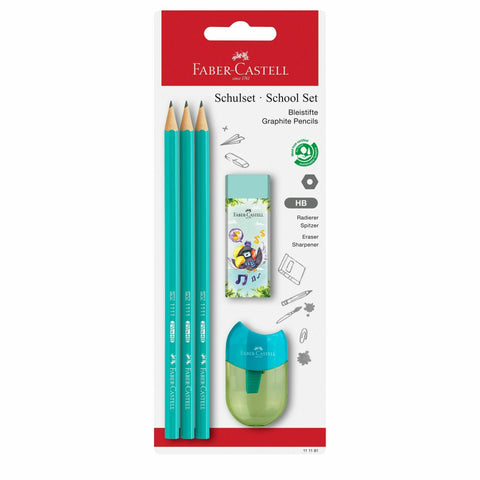 Lápis Grafite Hb + Borracha + Afia 3 Unidades Faber