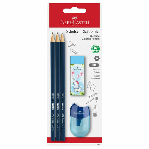 Lápis Grafite Hb + Borracha + Afia 3 Unidades Faber