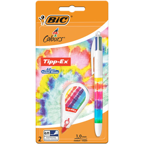Pack Esferográfica 4 Colours e Fita Corretora Tipp-Ex Bic