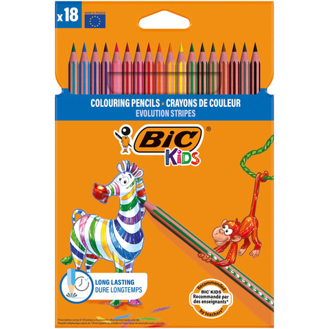Lápis de Cor Evolution Stripes Kids 18 Unidades Bic