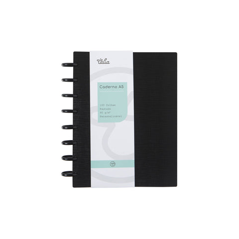 Caderno Smart Espiral A5 Pautado Preto Talia