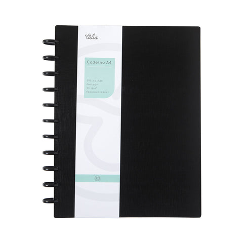 Caderno Smart Espiral A4 Pautado Preto Talia
