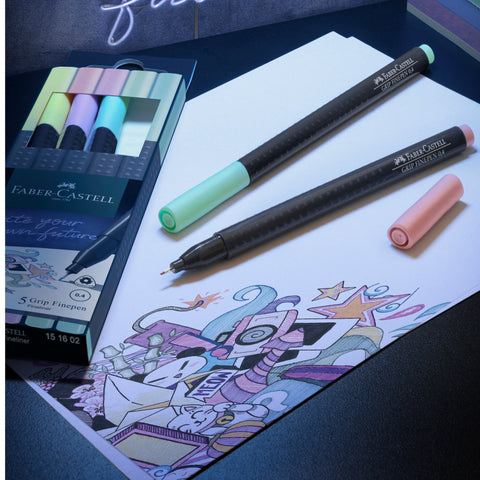 Marcador Grip Finepen Pastel 5 unidades Faber-Castell