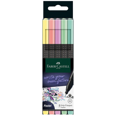 Marcador Grip Finepen Pastel 5 unidades Faber-Castell