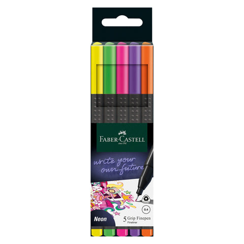 Marcador Grip Finepen Neon 5 unidades Faber-Castell