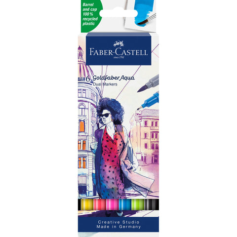 Marcador Colorir Duplo Goldfaber Aqua 6 Unidades Faber-Castell
