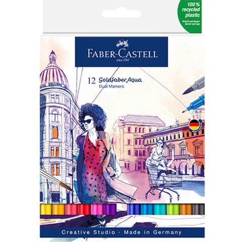 Marcador Colorir Duplo Goldfaber Aqua 12 Unidades Faber-Castell