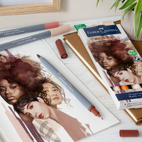Marcador Colorir Duplo Goldfaber Aqua Tons Pele 6 Unidades Faber-Castell