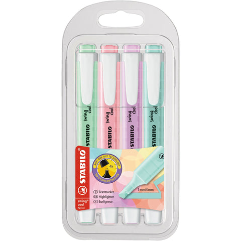 Sublinhadores Swing Cool em Tons Pastel 4 Unidades Stabilo
