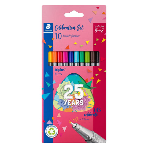 Marcador Escrita Fineliner Triplus 10 unidades 25 Anos Staedtler