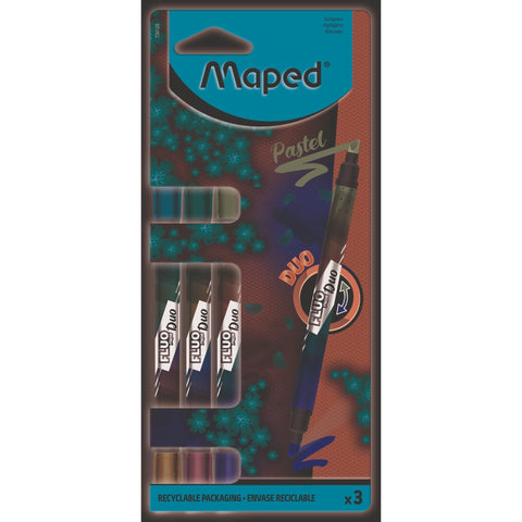 Marcador Fluor Duo Pastel 3Unidades