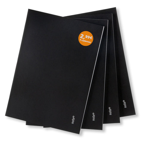 Conjunto 4 Cadernos Agrafados Pautados A4 Pretos