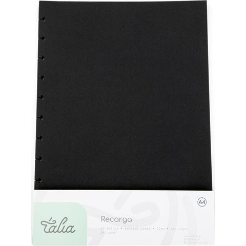 Recarga Papel para Caderno Smart A4 Liso Preto 240gr Talia