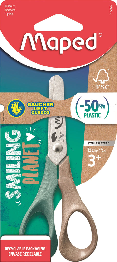Tesoura 12cm para Esquerdinos Smiling Planet Maped