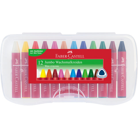 Lápis Cera Maxi Com Caixa Plástico 12 Unidades Faber Castell