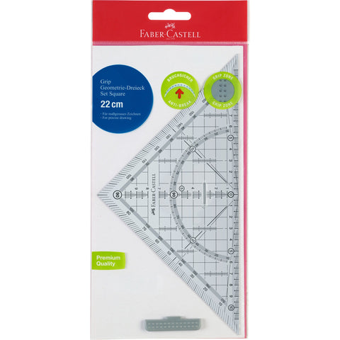 Esquadro Grip Cristal Transparente 22Cm Faber Castell