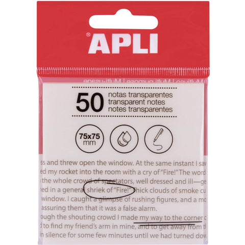 Bloco Notas Aderente Transparente 75X75Mm Apli
