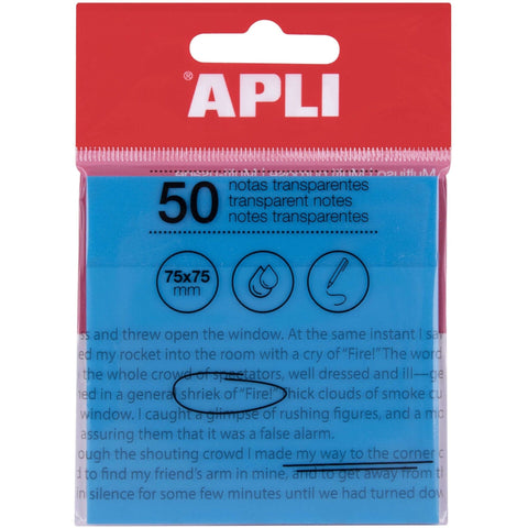 Bloco Notas Aderente Transparente Azul 75X75Mm Apli