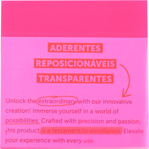 Bloco de Notas Aderente 7.5 x 7.5cm Transparente Rosa Note!