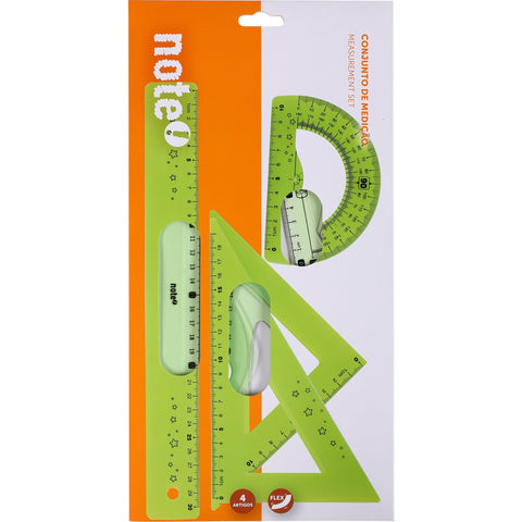 Conjunto Flex Régua 30cm + Esquadro + Transferidor Note!