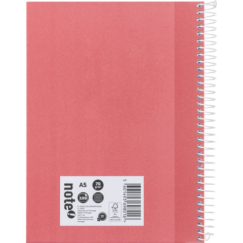 Caderno Espiral A5 Capa Dura Pautado Vermelho Note!
