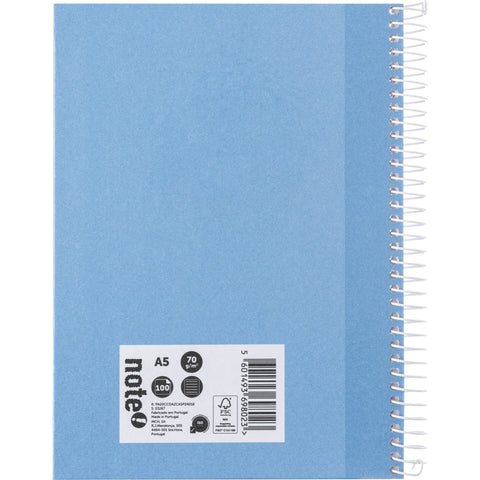 Caderno Espiral A5 Capa Dura Pautado 100 Folhas Azul Claro Note!