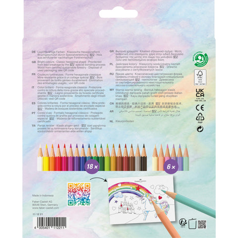 Lápis Cor Hexagono Unicórnio 18 Unidades + 6 Unidades Oferta