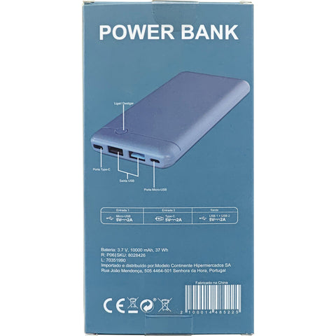 Power Bank 10.000Mah Azul Fusion