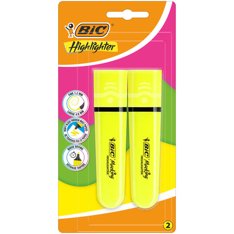 Sublinhadores Flat Fluorescentes Neon 2 Unidades Bic