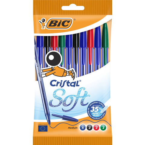 Esferográfica Cristal Soft em 4 Cores 10 Unidades Bic