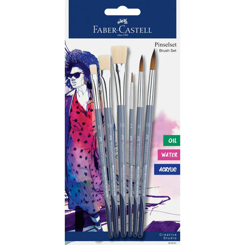 Pack Pincéis Redondos/Planos nº 2/6/10 Faber-Castell